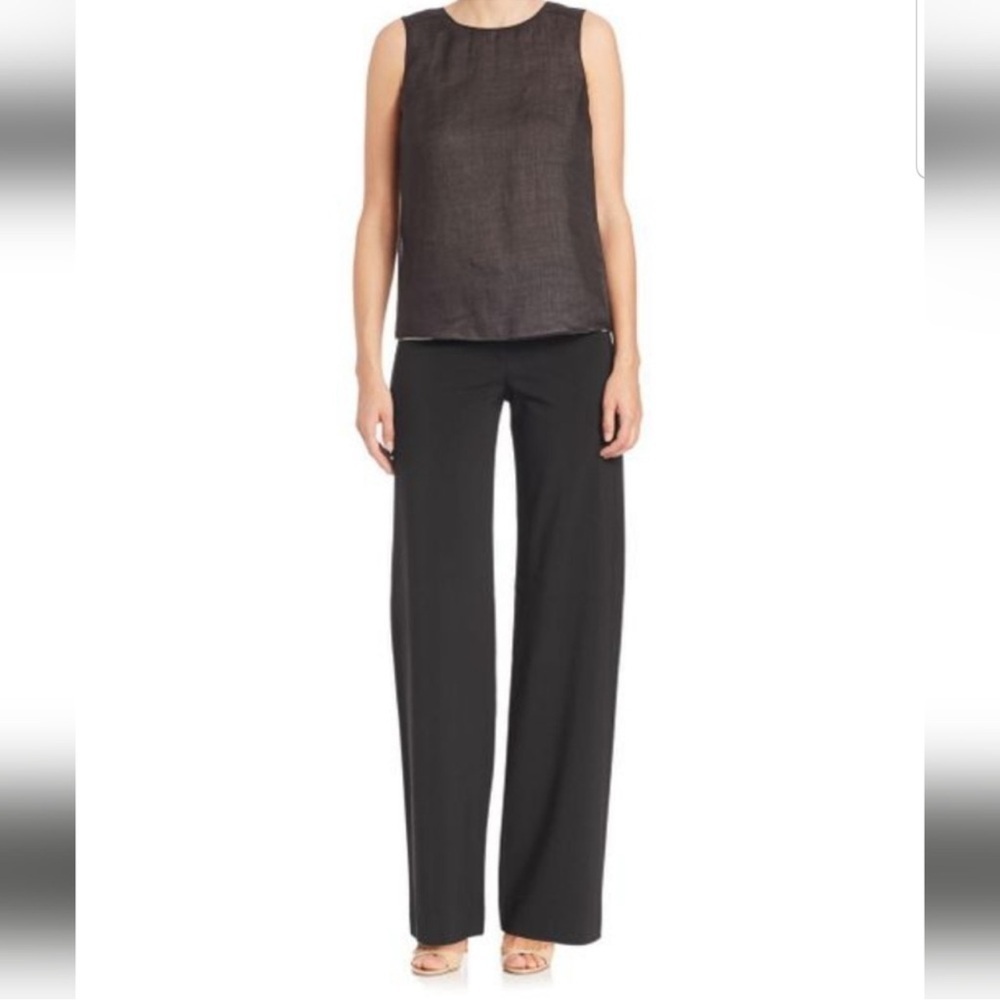 NEW Piazza Sempione 100% Leather Wide Leg Pant P825 Black Size 42 NWT